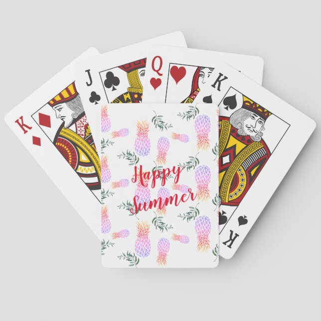 PINK & ORANGE PINEAPPLE HAPPY SUMMER PLAYING CARDS (Back)