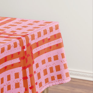 pink orange plaid grid blockprint check tartan che tablecloth