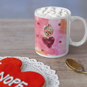 Pink Orange Pomeranian Valentine's Day Gift Dog Coffee Mug