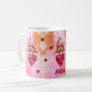 Pink Orange Poodle Valentine's Day Gift Dog Coffee Mug