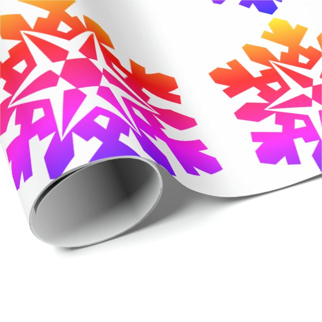 Pink, orange, purple, blue snowflake wrapping paper (Roll Corner)