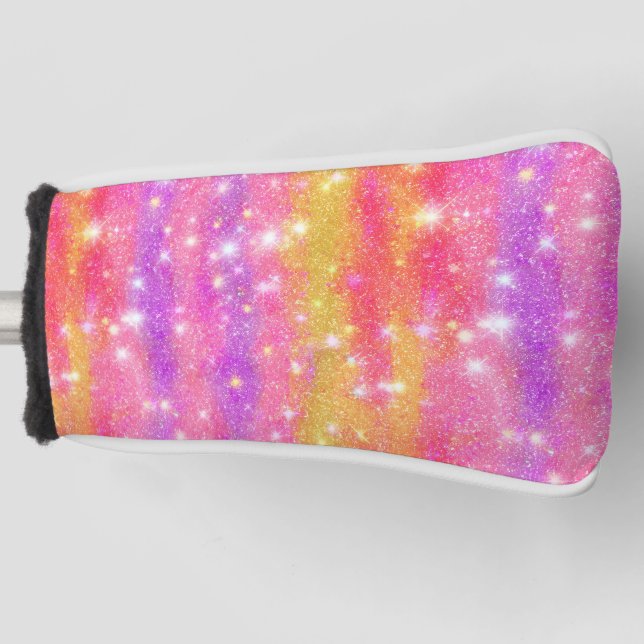 Pink Orange Purple Glitter Sparkle Pattern Golf Head Cover (Front)