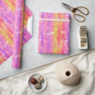 Pink Orange Purple Glitter Sparkle Pattern Wrapping Paper