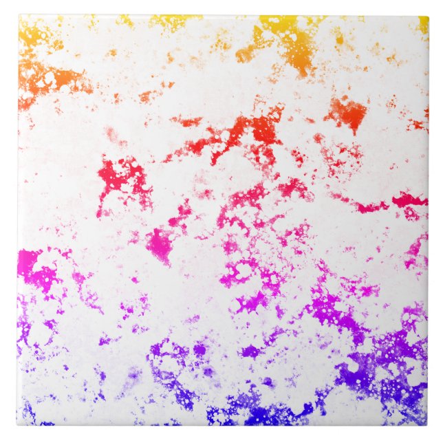 Pink Orange Purple Marble Paint Splash Abstract Ceramic Tile (Front)