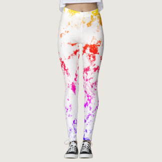 Pink Orange Purple Marble Paint Splash Abstract Leggings