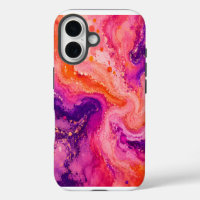 Pink Orange Purple Marble Paint Splash Pattern