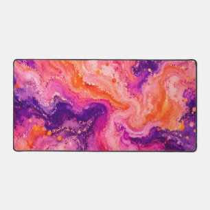 Pink Orange Purple Marble Pattern Desk Mat