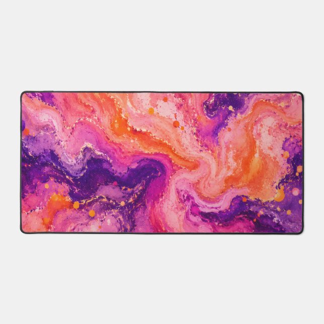 Pink Orange Purple Marble Pattern Desk Mat (Front)