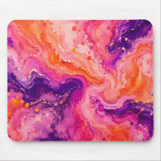 Pink Orange Purple Marble Pattern Mouse Pad