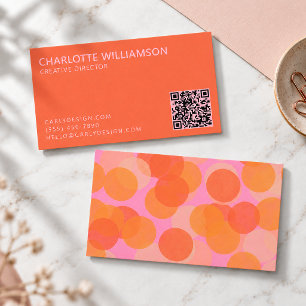 Pink Orange QR Modern Creative Business Branding Card