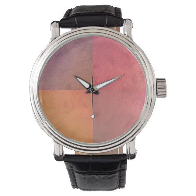 Pink Orange Red Pastel Watercolor Pattern Watch (Front)