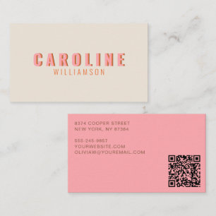 Pink Orange Retro Bold Typography Modern Feminine Business Card