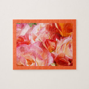Pink Orange Rose Flowers Floral Roses Jigsaw Puzzle