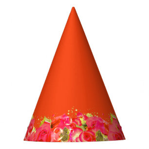 Pink & Orange Roses Party Hat