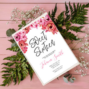 Pink Orange Roses Sweet Sixteen Birthday Invitation