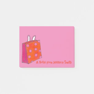 Pink Orange Shopping Bag Shop Fashionista Post Its Post-it Notes