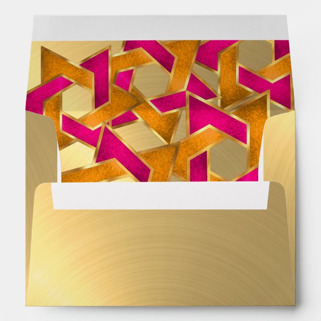 Pink Orange Star of David Gold Envelopes (Back (Bottom))