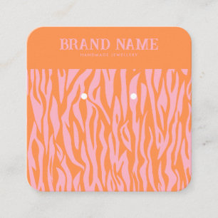 Pink Orange Striped Modern Earrings Display Card