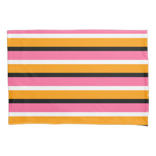Pink Orange Stripes Horizontal Lines Pillowcase