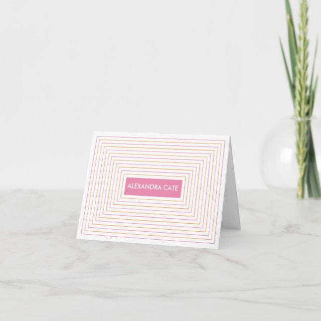 Pink Orange Stripes Notecard (Front)