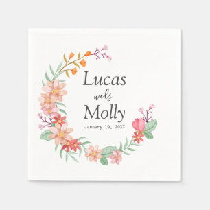 Pink & Orange Summer Floral Wedding Napkin