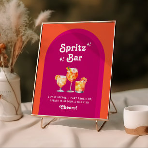 Pink & Orange Sunset Retro Spritz Bar Poster