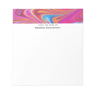 Pink Orange Swirls Groovy Design Notepad