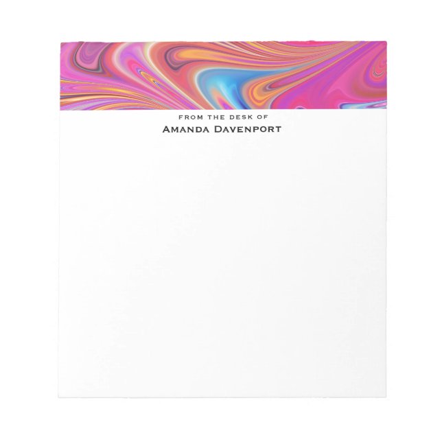 Pink Orange Swirls Groovy Design Notepad (Front)