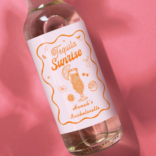 Pink Orange Tequila Sunrise Bachelorette Wine Label