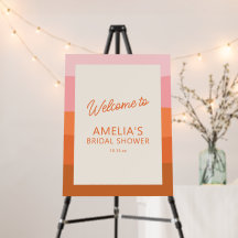 Pink Orange Terracotta Bridal Shower Welcome Sign