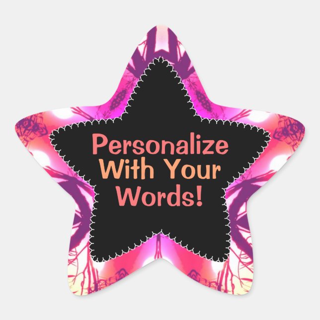 Pink Orange Tie-Dye Pattern Star Sticker (Front)