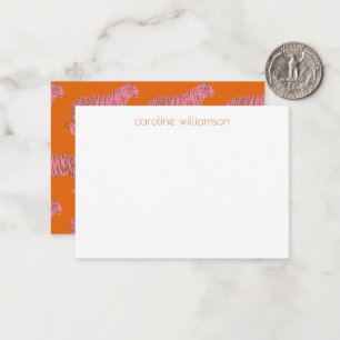 Pink Orange Tiger Personalized Gift Enclosure Card