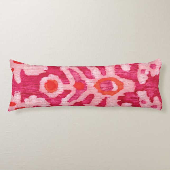 Pink & Orange Tribal Ikat Body Cushion (Front)