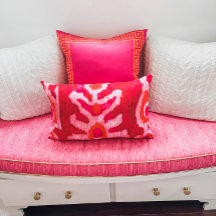 Pink & Orange Tribal Ikat Throw Pillow
