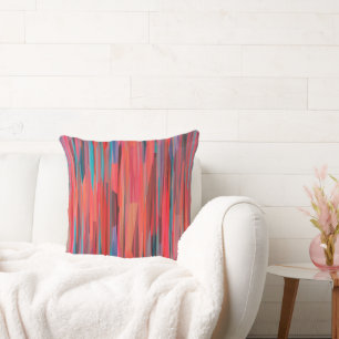 Pink, Orange, Turquoise and Purple Abstract Cushion