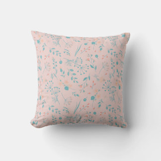 pink orange turquoise floral berry Throw Pillow