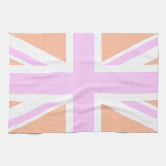Pink & Orange United Kingdom Flag / Union Jack Tea Towel (Horizontal)