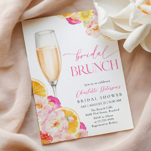 Pink & Orange Vibrant Floral Bridal Shower Invitation