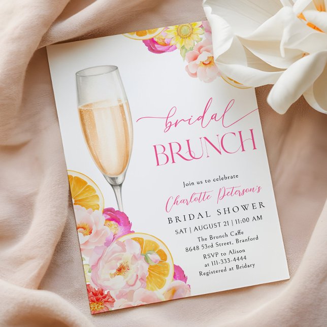 Pink & Orange Vibrant Floral Bridal Shower Invitation (Creator Uploaded)