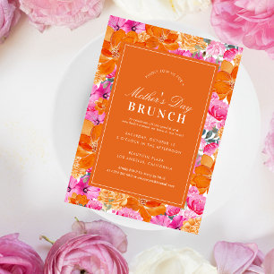 Pink Orange Vibrant Garden Mother's Day Brunch Invitation