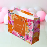 Pink Orange Watercolor Floral Summer Bridal Shower Large Gift Bag<br><div class="desc">This elegant gift bag,  featuring pink and orange floral and custom text would make a great addition to your bridal shower celebration. Easily add your own details by clicking on the "personalise" option.</div>