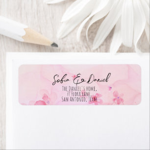 Pink orange watercolor flower return address label