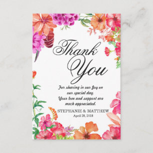 Pink Orange Watercolor Garden Thank You Cards