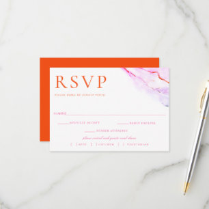 Pink Orange Watercolor Wedding RSVP Meal Choice
