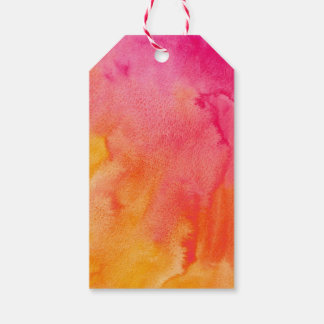 Pink Orange Watercolor Wedding Tag
