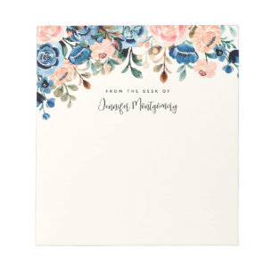 Pink, Orange & White Roses Floral Bouquet Notepad