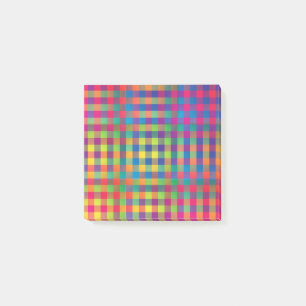 Pink Orange Yellow Chequered Patchwork Pattern Post-it Notes