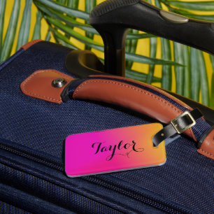 Pink Orange Yellow Ombre Luggage Tag
