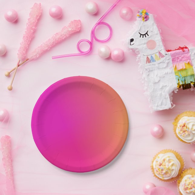 Pink Orange Yellow Ombre Paper Plate (Party)