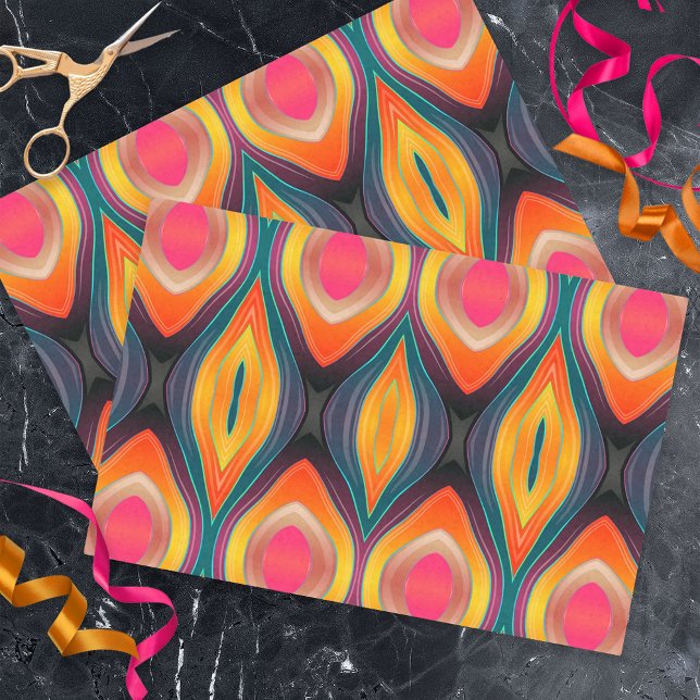 Pink Orange Yellow Retro Funky Abstract Pattern Tissue Paper (Creator Uploaded)